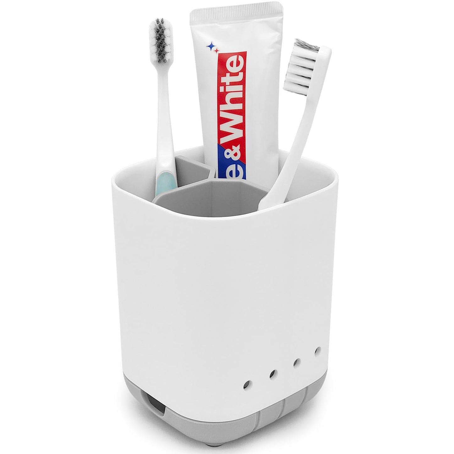 Toothbrush Holder for Bathroom,Plastic Detachable for Easy Cleaning Multi-Functional Storage,3 Slots Anti-Slip Electric Toothbrush and Toothpaste Organizer Caddy for Bathroom Vanity,Countertop (Blue)