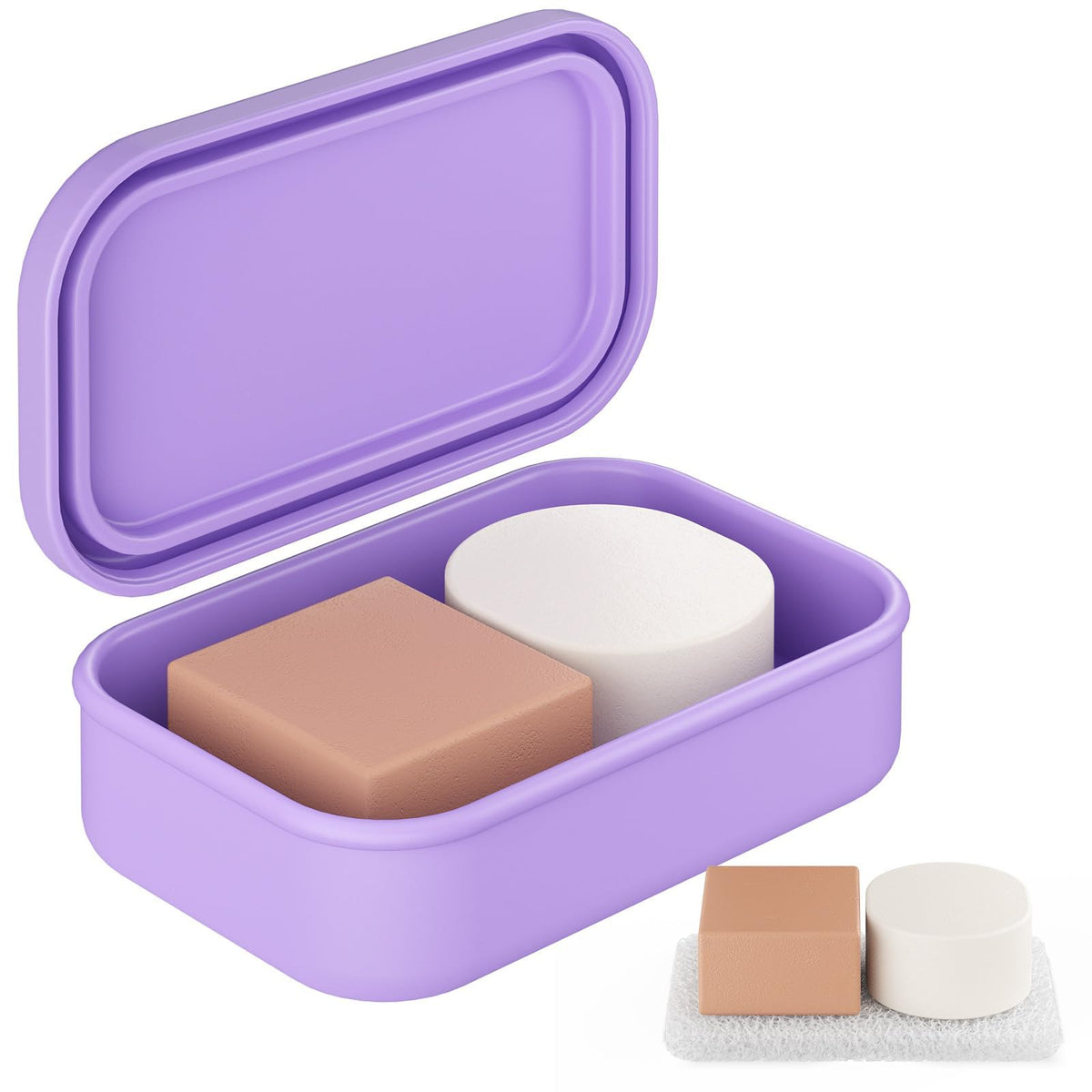 Quatish Solid Shampoo Bar Holder, Large Leakproof Travel Soap Case, Silicone Soap Box with Draining Layer, Enhanced Soap Container, Suitable for Camping, Gym, Bathroom, Outdoor Essentials, Purple