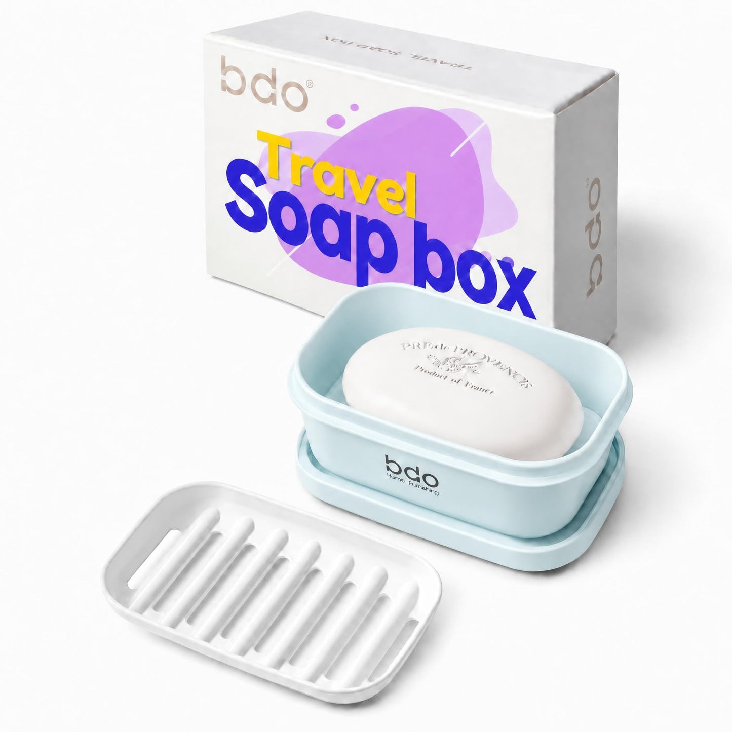 Travel Essentials Soap Holder with Lid,Leakproof Soap Dish with Drainage Layer, Portable Travel Soap Bar Case for Camping, Gym, Bathroom,Kitchen,Dormitory,Hotel(Clear)
