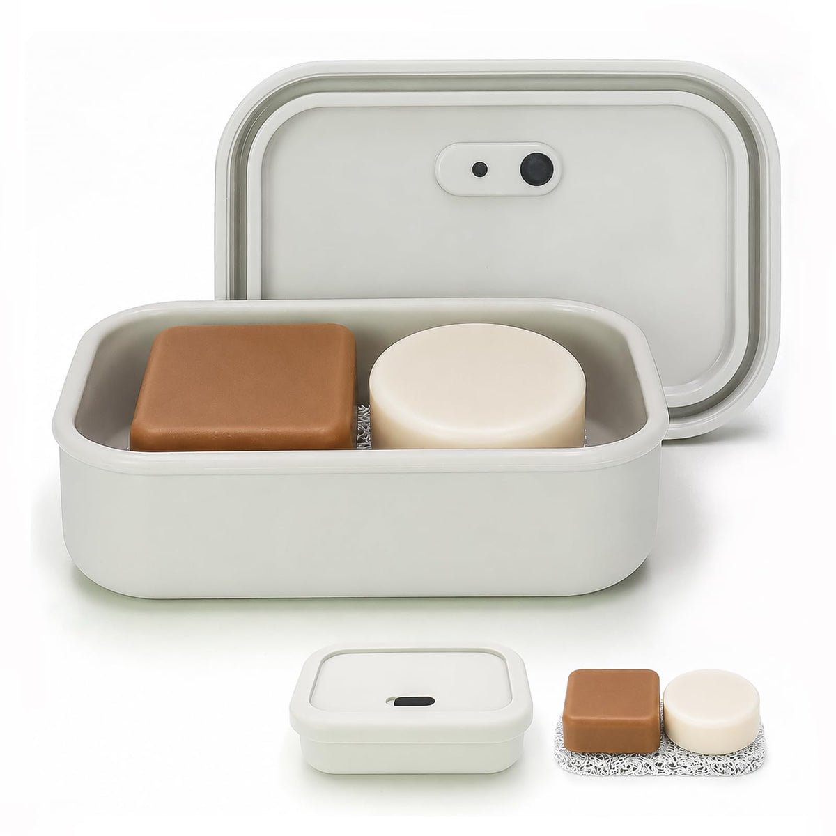 AIDIMMING Large Shampoo Bar Travel Case, Silicone Travel Soap Case, Green | Travel soap container for shampoo & conditioner bars; closeable vent, raised drain tray, fits one large bar, gym camping
