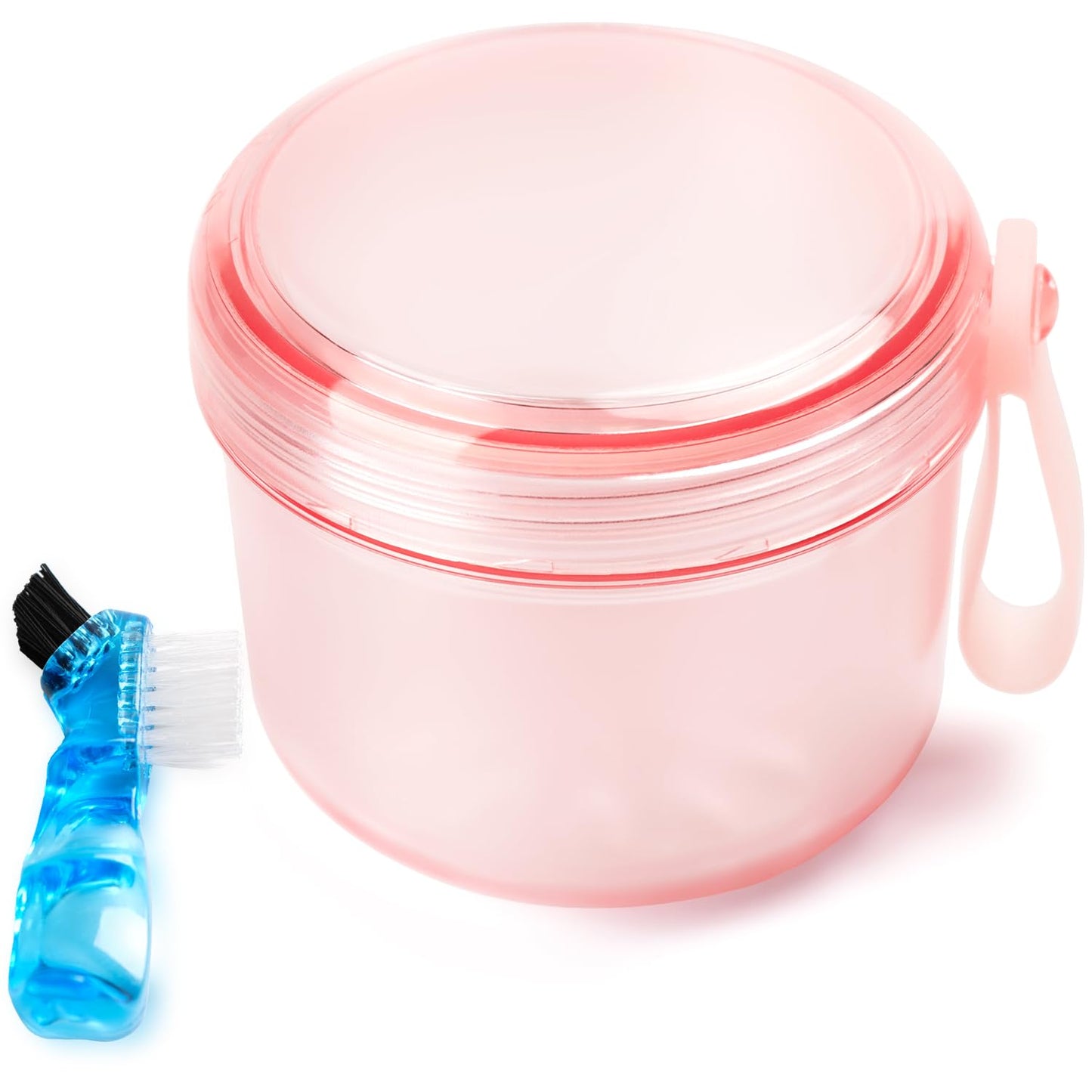 Leak Proof Travel Denture Bath Case for Full Dentures, Denture Cups for Soaking Dentures, Denture Container Cups with Brush for Dentures, Aligner, Retainers, Mouth Guard (Gray)
