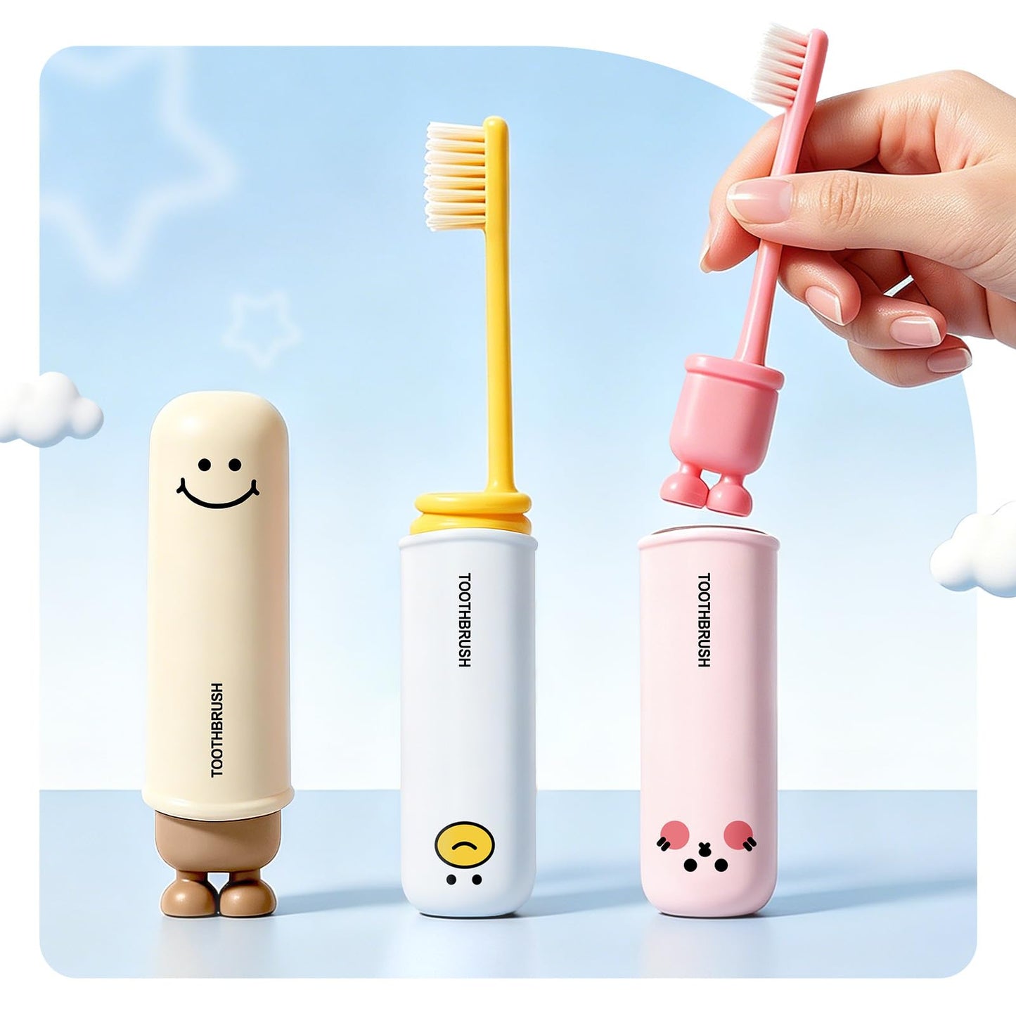 Toothbrush Travel Case Kit,Portable Folding Tooth Brush Holder and Toothpaste Cover Container with Mouthwash Cup, Oral Clean Tools Organizer for Traveling, Bathroom, Camping, Business Trip