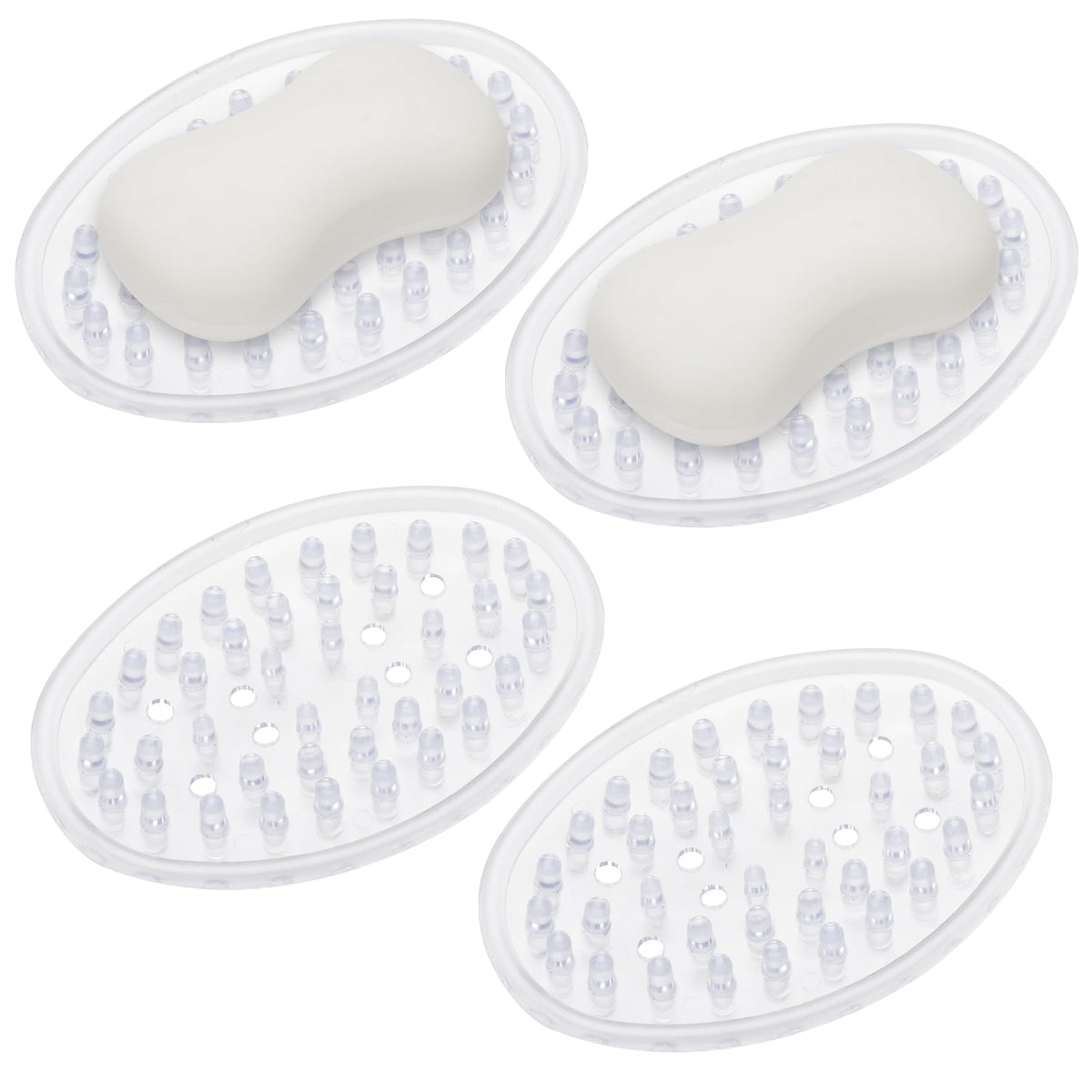 2 Pieces Plastic Soap Dish Clear Bar Holder Tray Self Draining Soap Saver with Holes Soap Container for Bathroom Counter, Kitchen