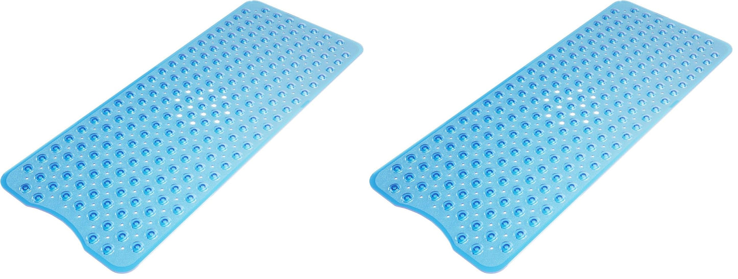 AmazerBath Shower Mat Non Slip 40 x 16 Inches, Bathtub Mat Shower Stall Mats with Suction Cups and Drain Holes, Non Slip Bath Mat for Tub for Elderly & Kids, Clear Blue