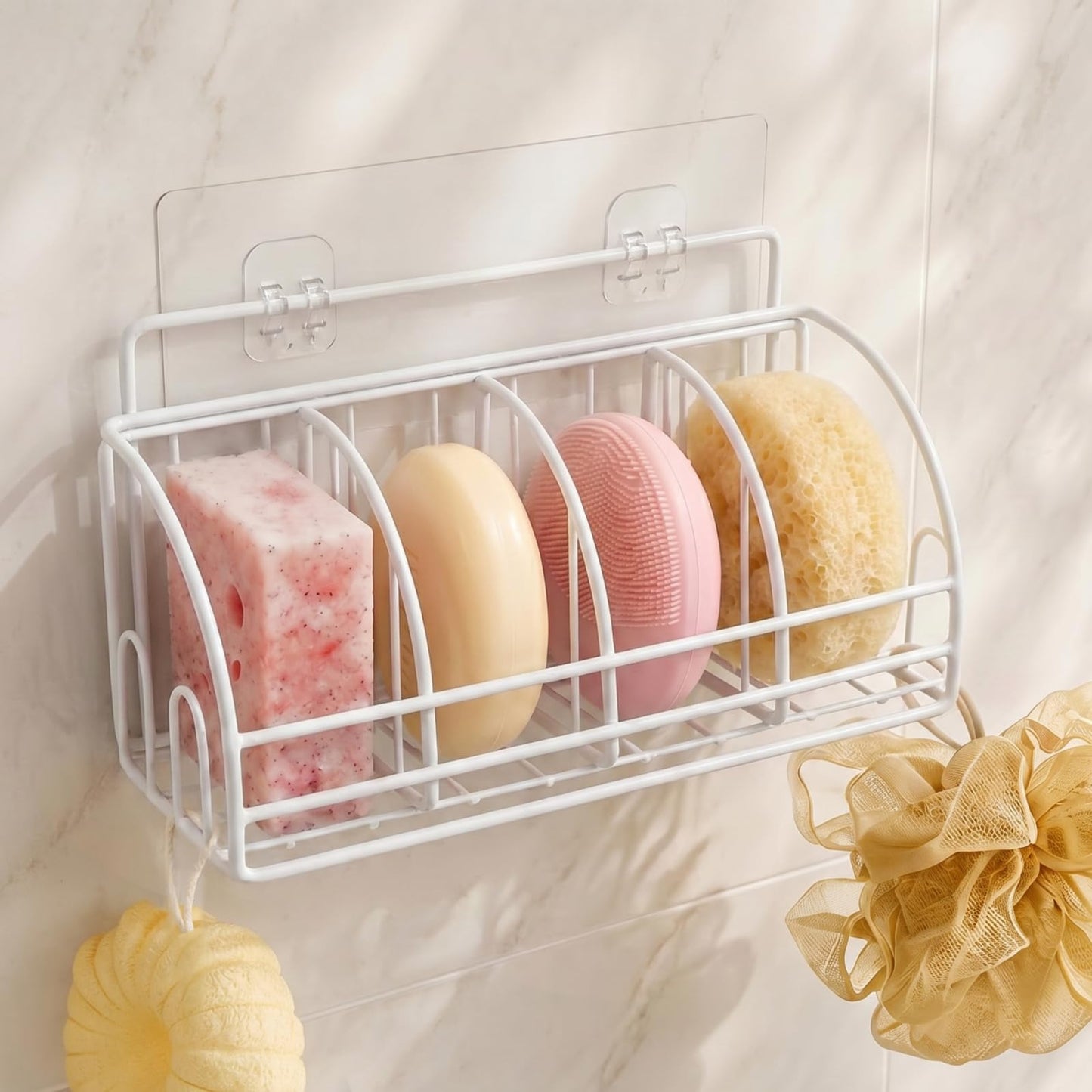 Soap Dish Bar Soap Holder for Shower Sponge Holder for Kitchen Sink Storage | Organizer for Bathroom Wall Sponge Holder for Kitchen Sink Kitchen Storage Accessories
