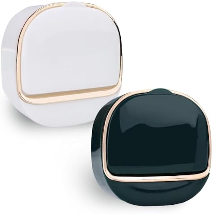 ASTIMESA 2 Packs Waterproof Wall-Mounted Soap Dishes Box, Adhesive Plastic Soap Holder with Drain Lid Tray for Bar Bathroom Shower Keep Dry Flip Self Draining White & Dark Blue