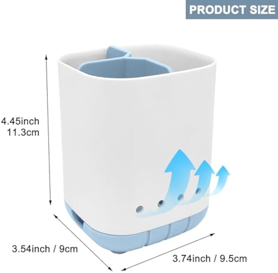 Toothbrush Holder for Bathroom,Plastic Detachable for Easy Cleaning Multi-Functional Storage,3 Slots Anti-Slip Electric Toothbrush and Toothpaste Organizer Caddy for Bathroom Vanity,Countertop (Blue)