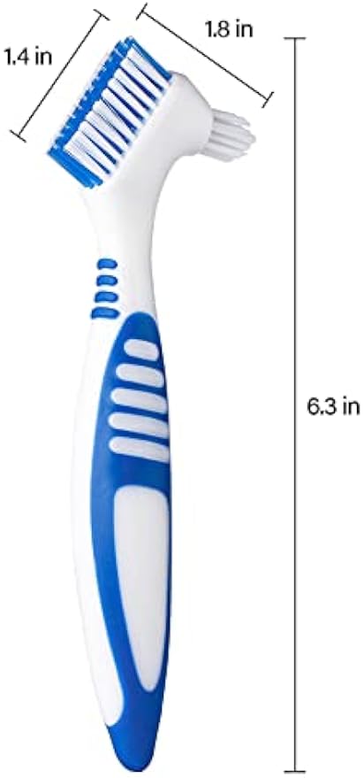 Anbbas 2pcs Denture Brush with Portable Toothbrush Cup for Oral Appliance | Double Bristle Dental Cleaning Care Brush