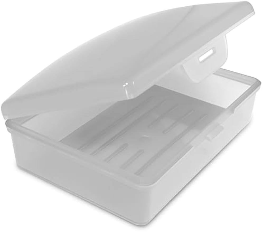 American Comb Travel Soap Box with lid - Clear White - Perfect for Traveling, Gym, or Storage. Made in The USA.