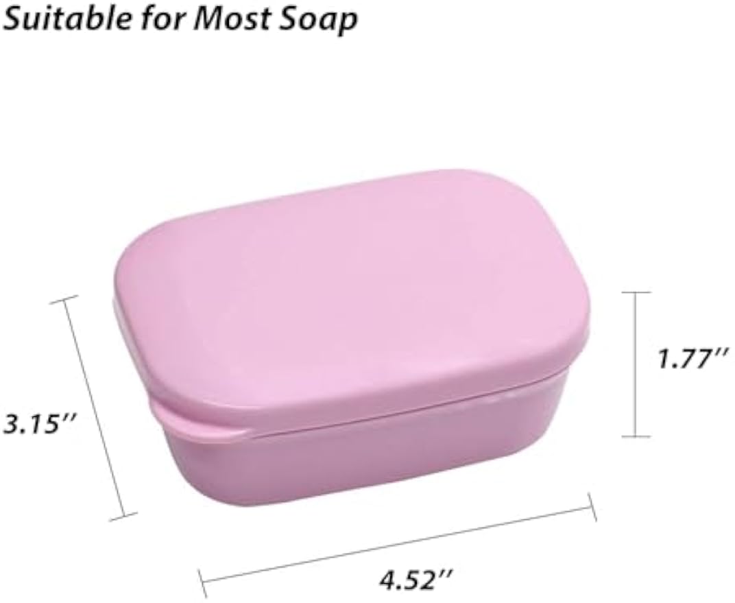 3 Pack Travel Soap Case with Lid, Leakproof Travel Soap Container, Portable Soap Holder with Removable Drain Tray for Home, Bathroom, Hiking, Camping, Outdoor (Blue, Pink, Green-n)