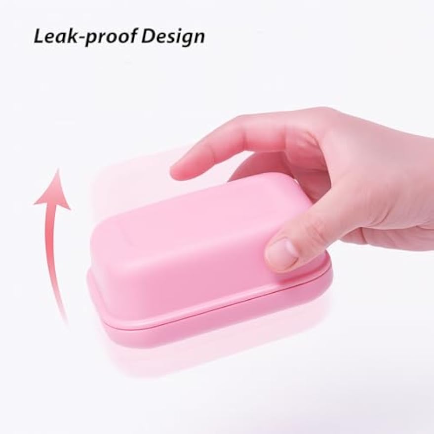 3 Pack Travel Soap Case with Lid, Leakproof Travel Soap Container, Portable Soap Holder with Removable Drain Tray for Home, Bathroom, Hiking, Camping, Outdoor (Blue, Pink, Green-n)