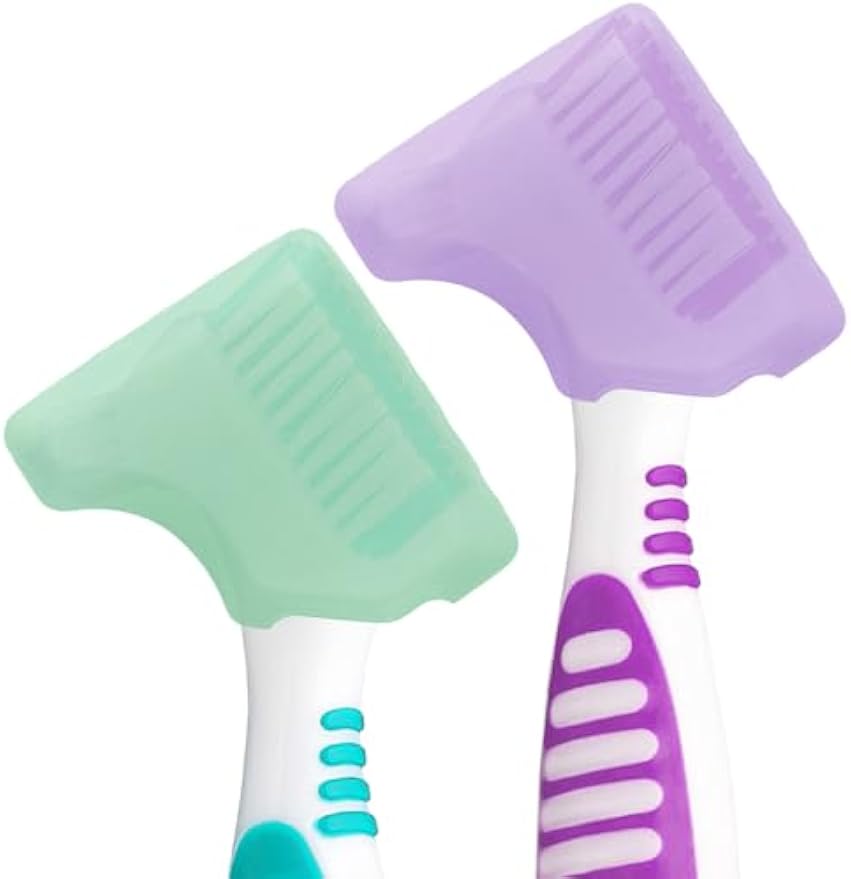 Anbbas 2pcs Soft Silicone Denture Brush Cover Fit Most Denture Toothbrushes | Light Portable Home Travel Use Keep Clean