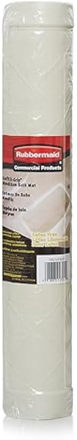 Rubbermaid Commercial Products Safti-Grip Bath Mat, Medium, White, Suction-Backed, Non-Slip for Commercial/Residential Use for Shower Stall/Bathtub/Bathroom