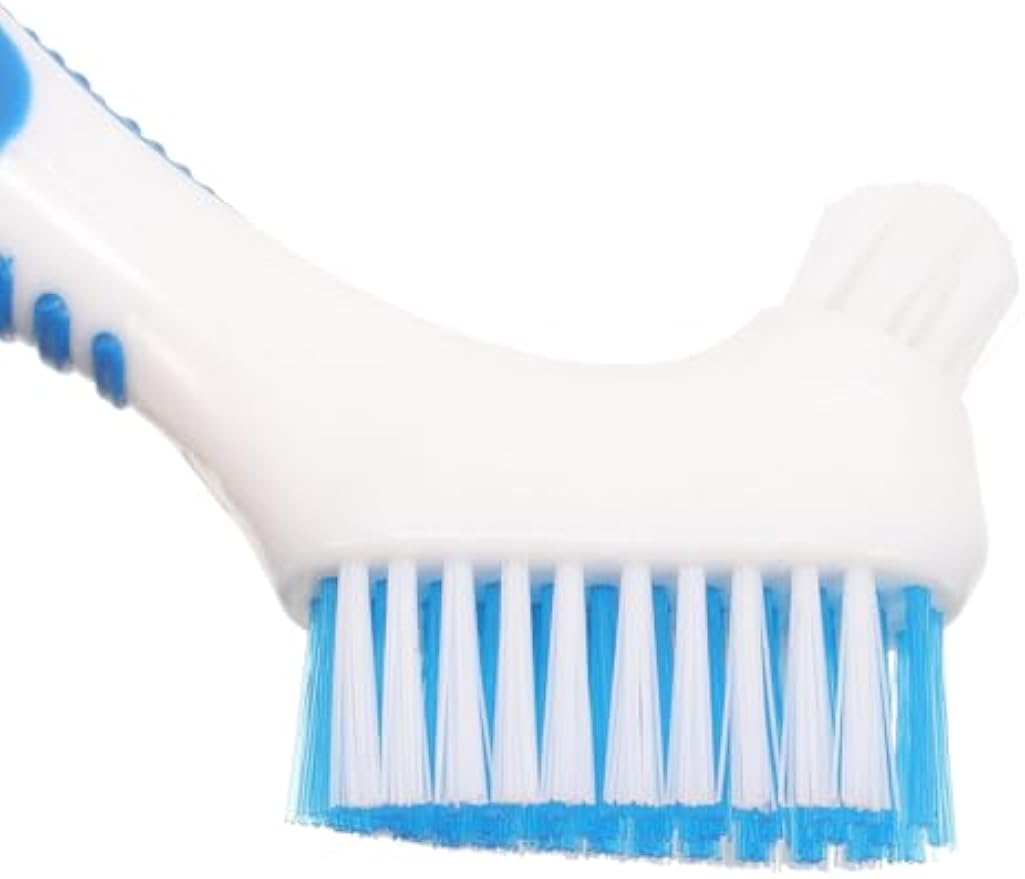 Healeved Denture Brush Set with Travel Case Double-Sided False Teeth Toothbrush Compact Storage Box for Oral Care Portable 6.3X2X0.8 Inches