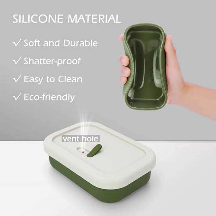 AIDIMMING Large Shampoo Bar Travel Case, Silicone Travel Soap Case, Green | Travel soap container for shampoo & conditioner bars; closeable vent, raised drain tray, fits one large bar, gym camping