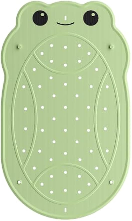 UNEEDE Kids Bathtub Mat Non Slip, Soft Rubber Shower Mat for Toddler | Machine Washable Baby Bath Mat with 100+ suction cups and 50+ Drainage Holes, 30"x18" Cute Frog Design, Baby Bath Essentials
