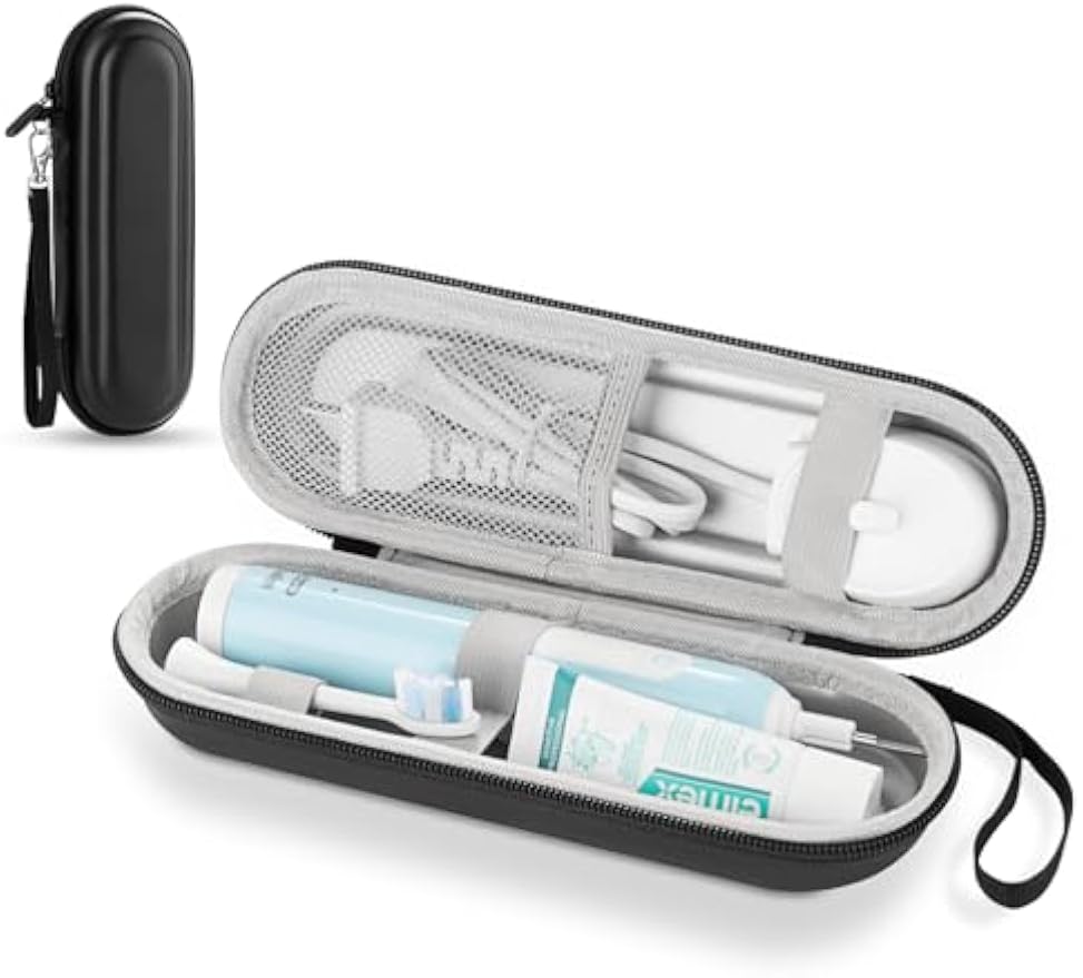 Toothbrush Travel Case for Oral B/Oral-B Pro 1000 1500 5000 7000 & Philips Sonicare 4100 1100 5300 5100 6100/iO Electric Toothbrush, Hard Protective Storage Bag (Black)