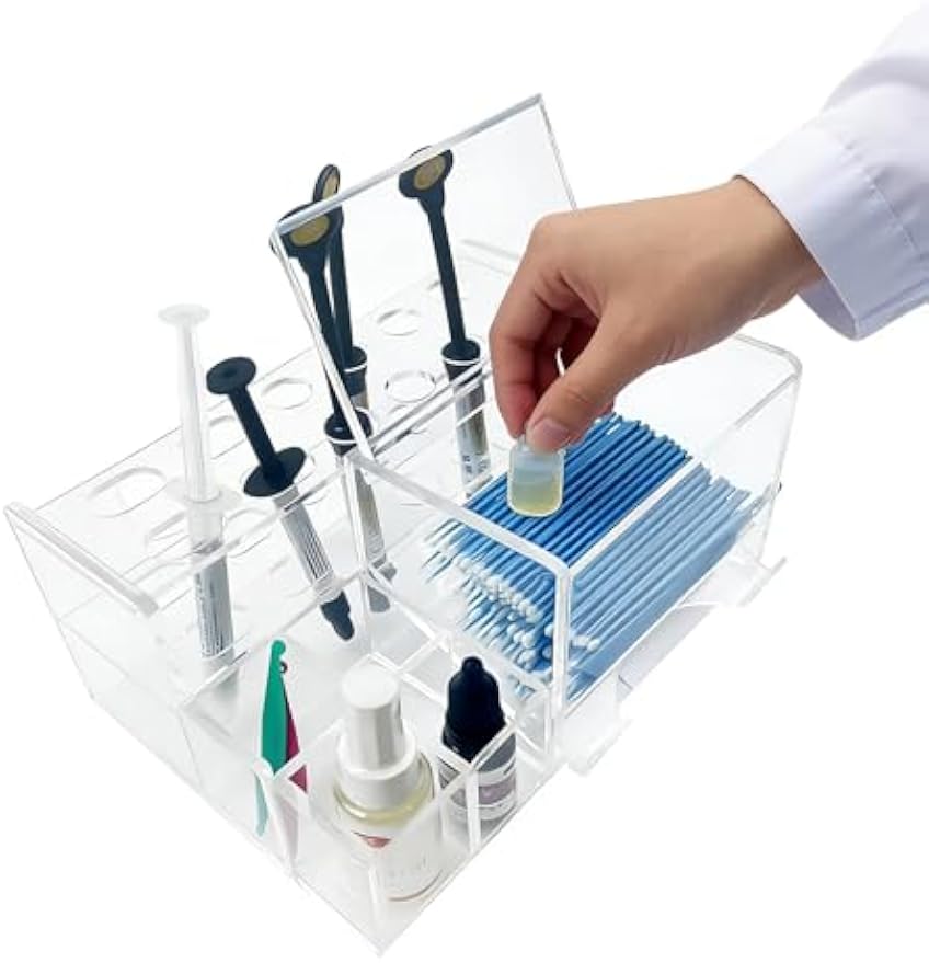 Dental Syringe Acrylic Organizer, YOUYA DENTAL Multi-Function Acrylic Dental Composite Organizer Transparent Resin Holder Applicator for Resin Adhesive Syringes Brush Dispenser Placement Rack (Medium)