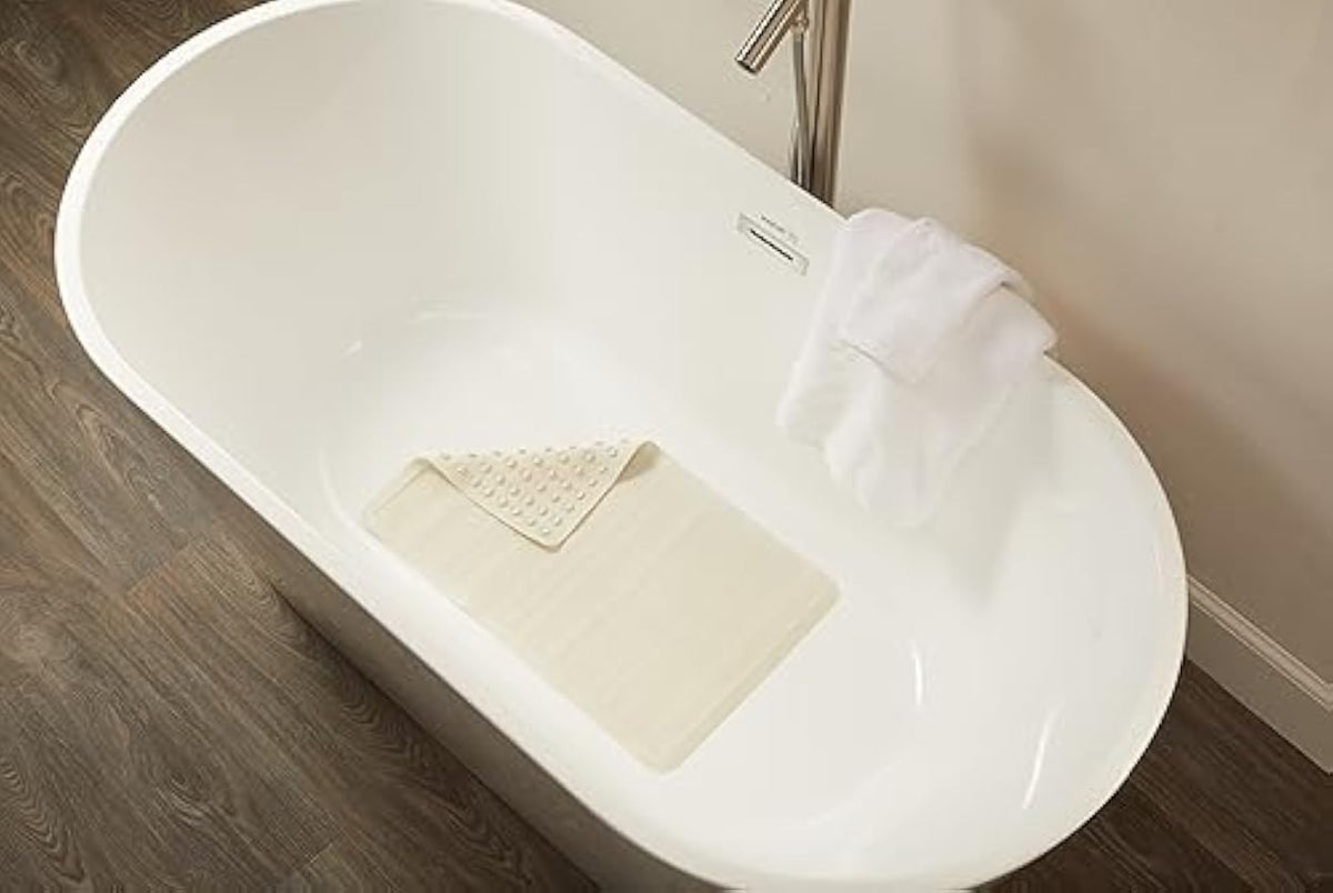 Rubbermaid Commercial Products Safti-Grip Bath Mat, Medium, White, Suction-Backed, Non-Slip for Commercial/Residential Use for Shower Stall/Bathtub/Bathroom