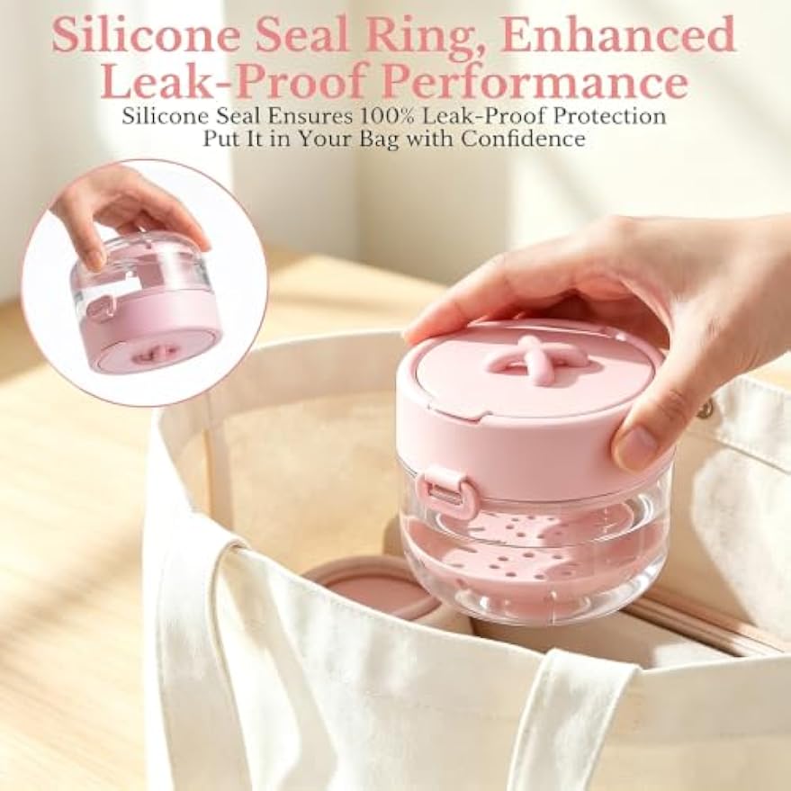 3-in-1 Leakproof Retainer Denture Box Auto Lift Tray w/Mirror Brush | Leakproof travel retainer cleaner case with auto lift tray, mirror brush for aligner soaking storage