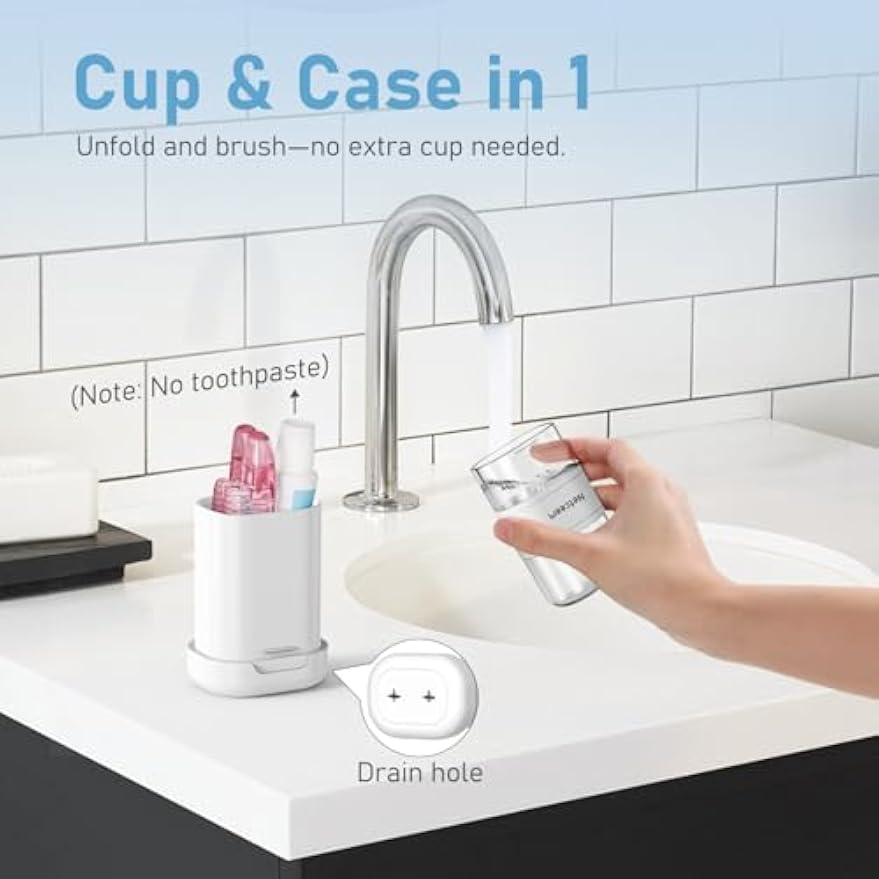 Toothbrush Travel Case Kit,Portable Folding Tooth Brush Holder and Toothpaste Cover Container with Mouthwash Cup, Oral Clean Tools Organizer for Traveling, Bathroom, Camping, Business Trip