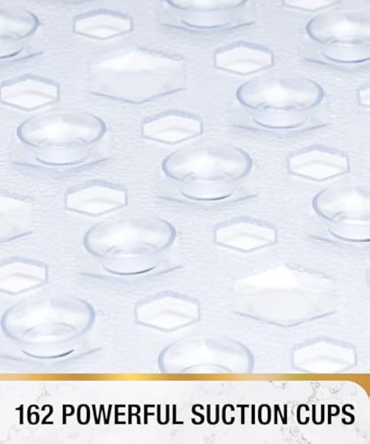 HITSLAM Shower Mat Anti Slip, Square Bath Mat for Tub Non Slip with Suction Cups and Drain Holes, 21x21 Inch Bathroom Shower Stall Floor Mat, Machine Washable, Soft on Feet, Clear