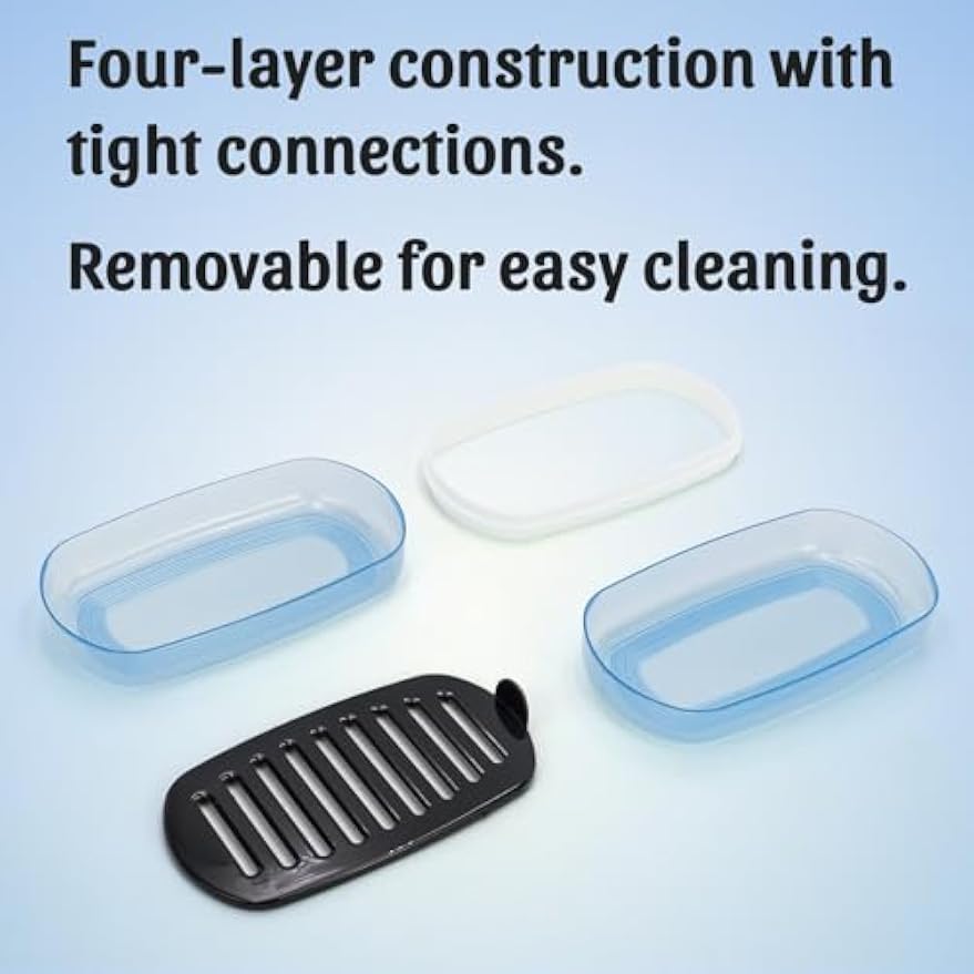 OZNER Clear Travel Soap Case Compatible with Kitsch - Leak-Proof Multi-Use Soap Holder with Draining Layer for Shampoo Bars, Conditioner Bars & Soap (Blue,1 Pack)