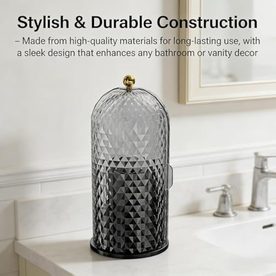 360 Rotating Dustproof Toothbrush Holder with Cover for Bathroom | Multifunctional Bathroom Countertop Organizer for Toothpaste & Dental Care Essentials, Dustproof Design for Hygienic Storage