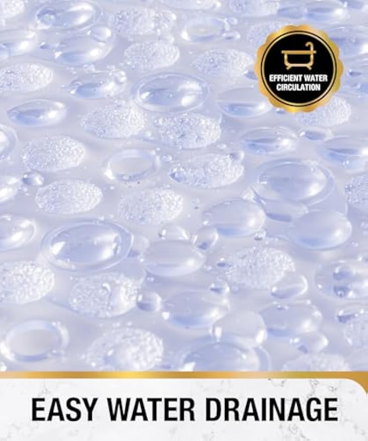 HITSLAM Bathtub Mat Non Slip, 27x15 Inch Bubble Oval Bath Tub Mat for Bathroom, Machine Washable Shower Mat with Suction Cups and Drain Holes, Clear