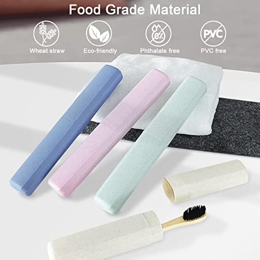 Mulbozy 4 Packs Portable Travel Toothbrush Case, Breathable Plastic Toothbrush Holder for Home, Travel, Business, Camping, School