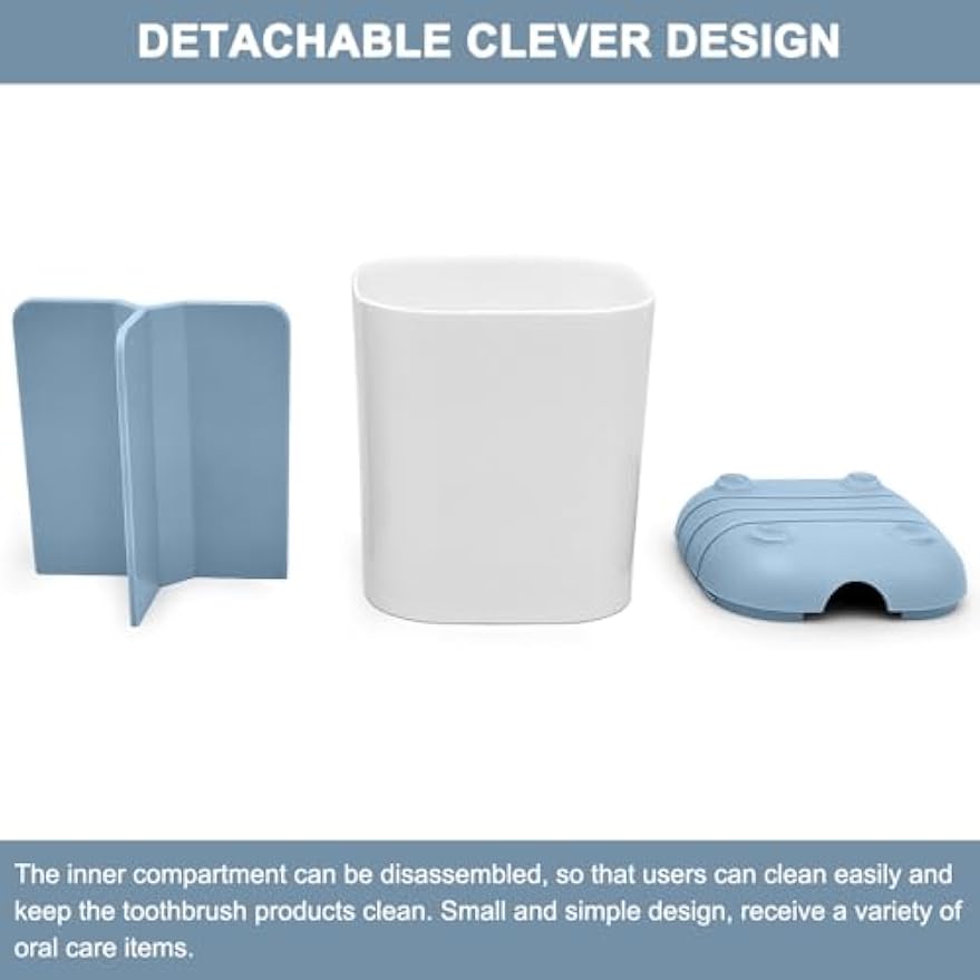 Toothbrush Holder for Bathroom,Plastic Detachable for Easy Cleaning Multi-Functional Storage,3 Slots Anti-Slip Electric Toothbrush and Toothpaste Organizer Caddy for Bathroom Vanity,Countertop (Blue)
