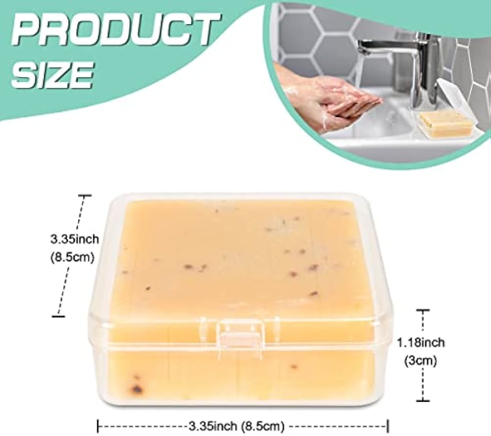 Travel Soap Container Square, Soap Box Holder Portable Storage Rack for Camping Shower Gym Outdoor Hiking Bathroom Square Soap Dish Elimeta (3, Clear)