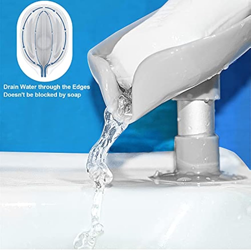 2 Pack Soap Holder Leaf-Shape Self Draining Soap Dish Holder, Not Punched Easy Clean Bar Soap Holder, with Suction Cup Soap Dish Suitable for Shower, Bathroom, Kitchen Sink (Grey + Green)