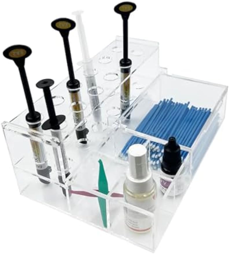 Dental Syringe Acrylic Organizer, YOUYA DENTAL Multi-Function Acrylic Dental Composite Organizer Transparent Resin Holder Applicator for Resin Adhesive Syringes Brush Dispenser Placement Rack (Medium)