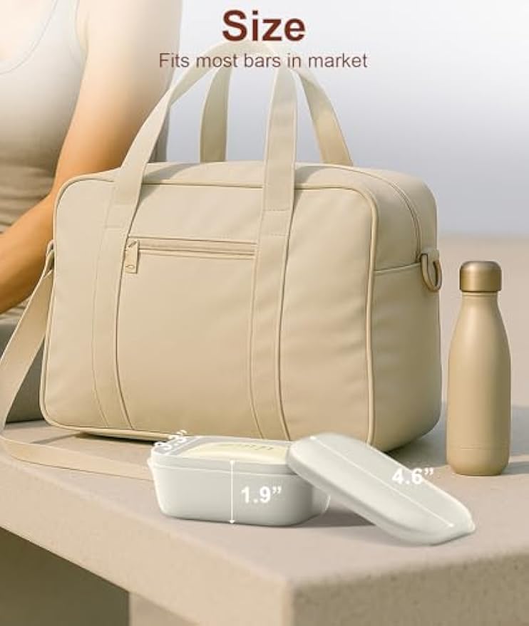 Quatish Leakproof Soap Dish with Lid & Draining Layer, Shatterproof Travel Bar Soap Holder Case Container, Portable Travel Size Toiletries Essentials for Camping, Gym, Bathroom, Beige