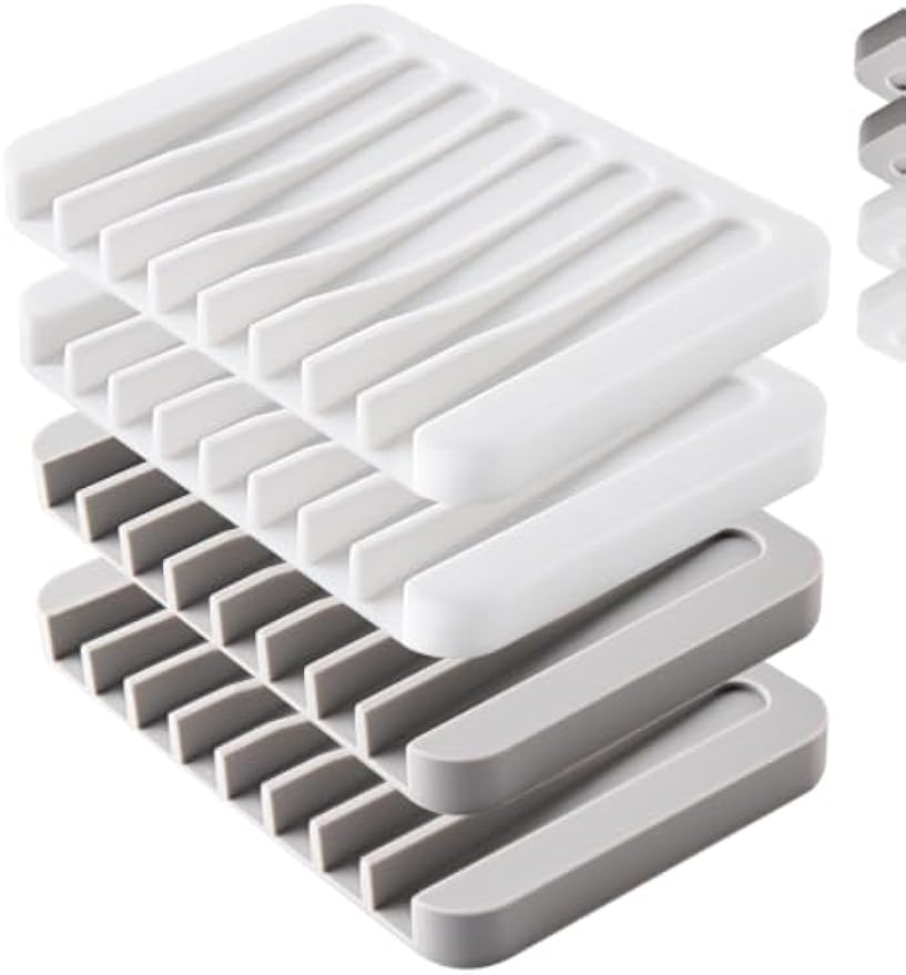 4PCS Self-Draining Silicone Bar Soap Dish and Holders for Shower | Easy Clean, Can Extend Soap Life, Premium Sponge Holder for Sink, Kitchen, Bathroom, or Counter, Soap Tray for Shower