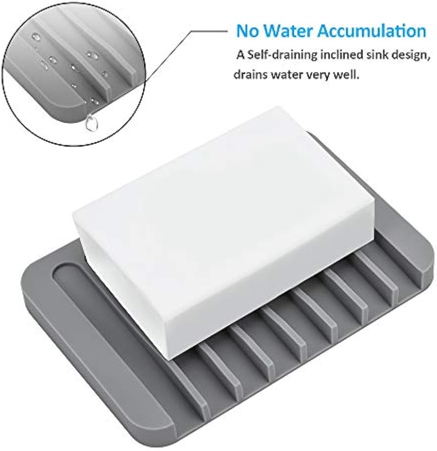 4PCS Self-Draining Silicone Bar Soap Dish and Holders for Shower | Easy Clean, Can Extend Soap Life, Premium Sponge Holder for Sink, Kitchen, Bathroom, or Counter, Soap Tray for Shower