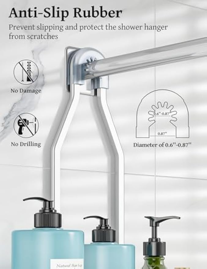 YASONIC Never Rust Shower Caddy Hanging, Aluminum Shower Racks for Inside Shower, 3-Tier Shower Organizer Hanging Over Shower Head with Hooks and Soap Holder, Silver