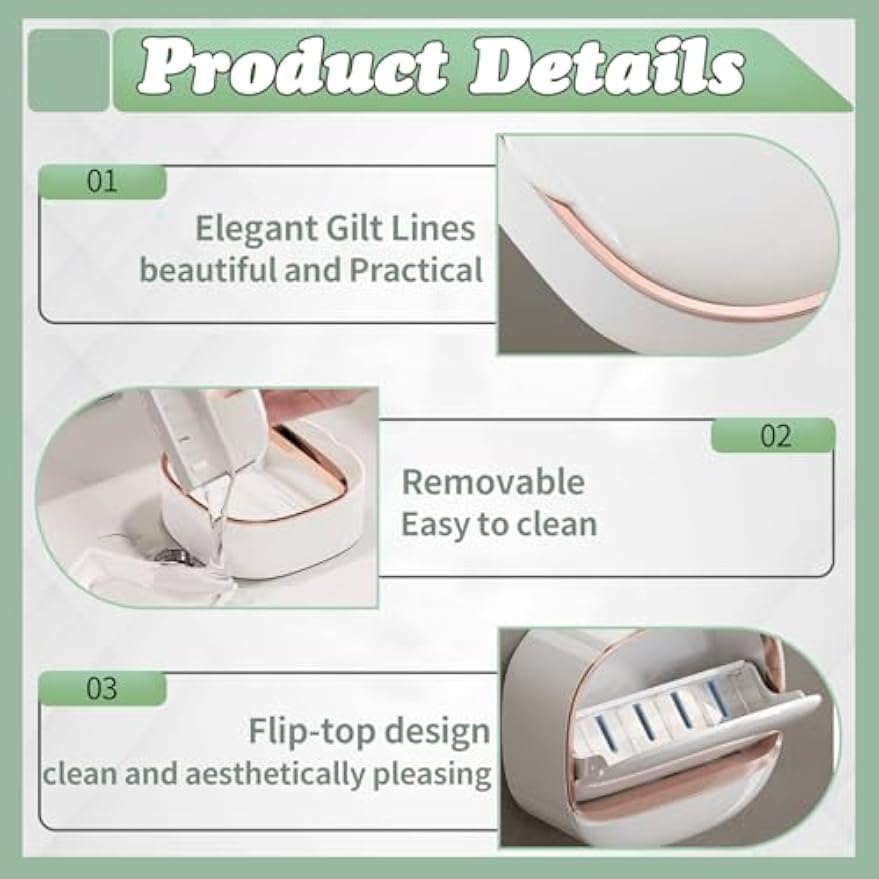 ASTIMESA 2 Packs Waterproof Wall-Mounted Soap Dishes Box, Adhesive Plastic Soap Holder with Drain Lid Tray for Bar Bathroom Shower Keep Dry Flip Self Draining White & Dark Blue