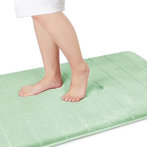 Yimobra Memory Foam Bath Mat, Super Soft Absorbent Bathroom Rug Non Slip, Quick Dry, Machine Washable Floor Carpet for Tub Shower, Home Decor Accessories, 24x17, Grey