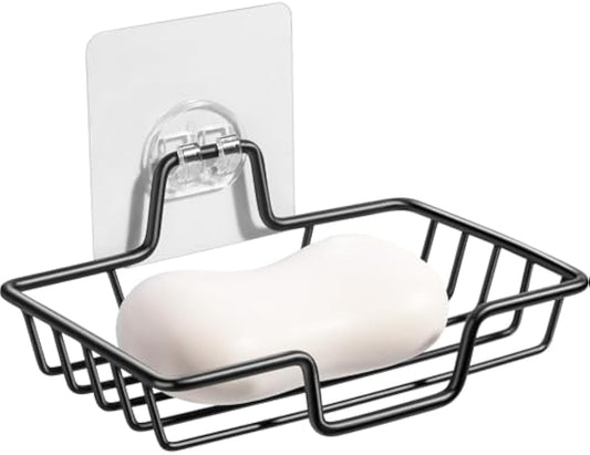 Bar Soap Holder for Shower Strong Adhesion & Easy Removal Soap Dish Black | Stainless Steel Sturdy Build Soap Dish for Shower Wall Mounted Soap Caddy Sponge holder for Bathroom & Kitchen Organizer