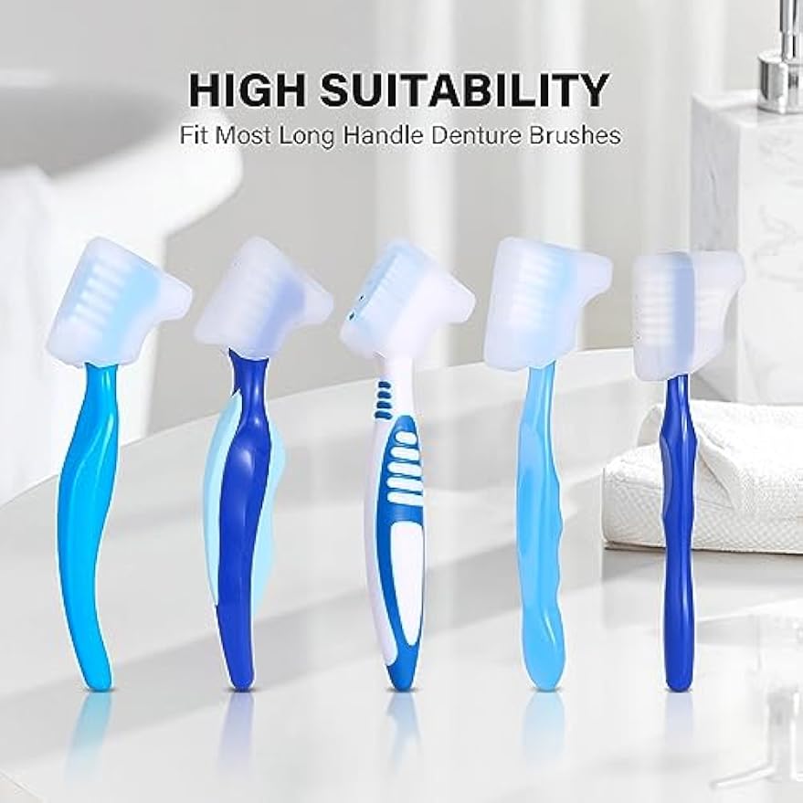 Anbbas 2pcs Soft Silicone Denture Brush Cover Fit Most Denture Toothbrushes | Light Portable Home Travel Use Keep Clean