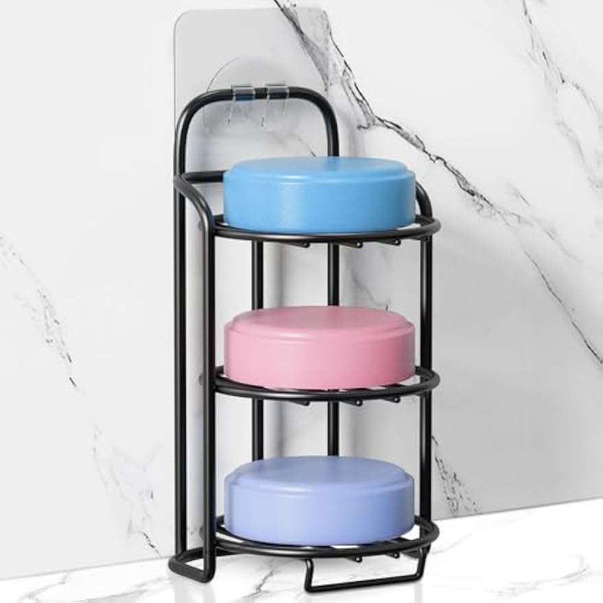 Yoshiky 3-Tier Shower Soap Shampoo Bar Holder, Self Adhesive & Freestanding Draining Bathroom Soap Dish Caddy for Bathroom Wall Accesories Decor