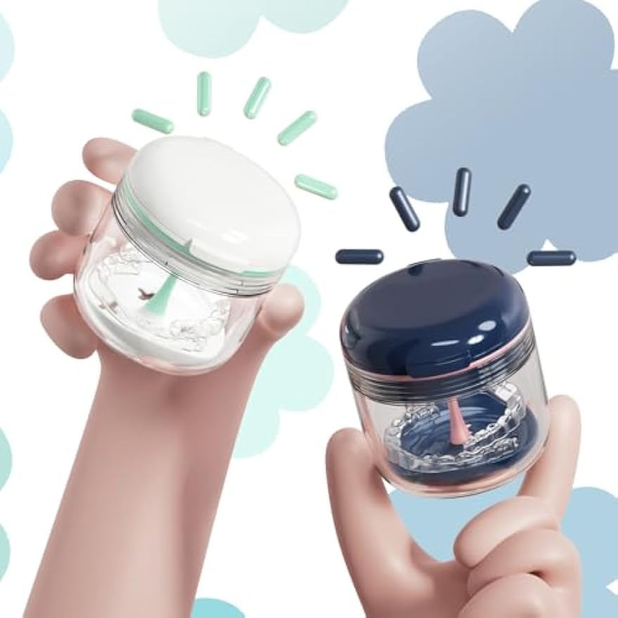 Retainer case, Denture Bath Cup，Retainer Cleaner Case Box,Night Mouth Guard Case Holder,Storage Soak Container with Drain Tray for Travel Cleaning with Mirror and Brush