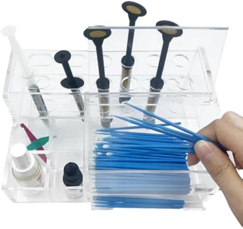 Dental Syringe Acrylic Organizer, YOUYA DENTAL Multi-Function Acrylic Dental Composite Organizer Transparent Resin Holder Applicator for Resin Adhesive Syringes Brush Dispenser Placement Rack (Medium)