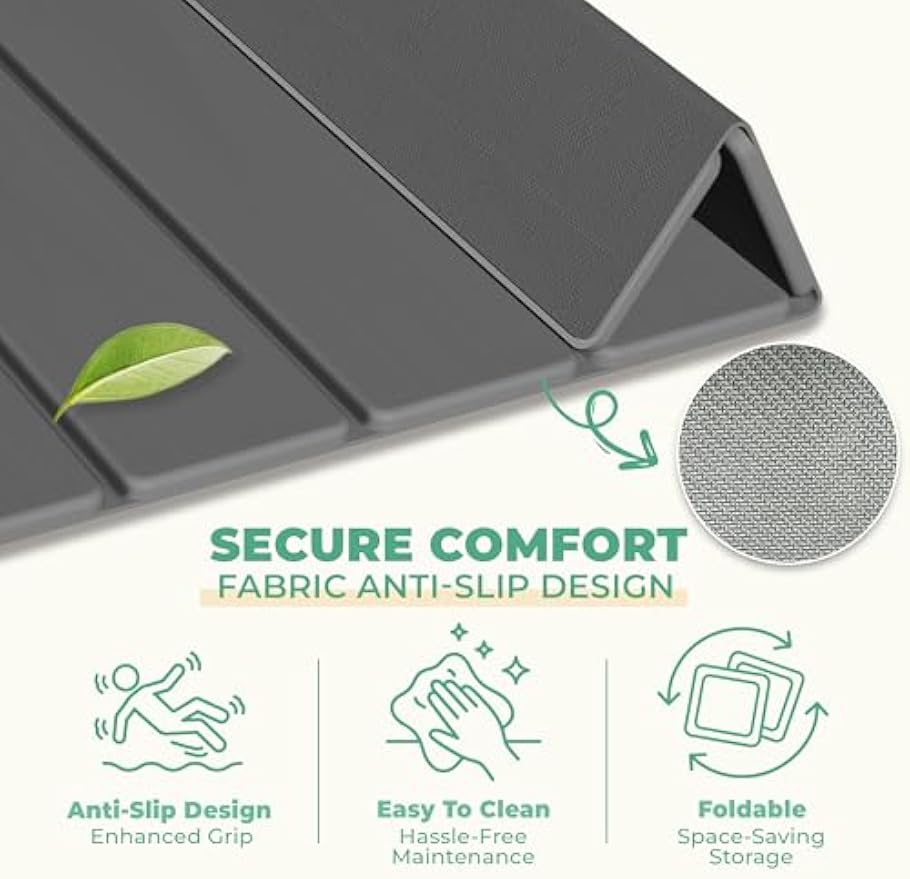 SYIPO Stone Bath Mat - Non-Slip Foldable Diatomite Bath Mat 23.6 x 15.3”, Super Absorbent & Quick Drying Bathroom Mat | Easy to Clean Shower Floor Mat, Dark Gray