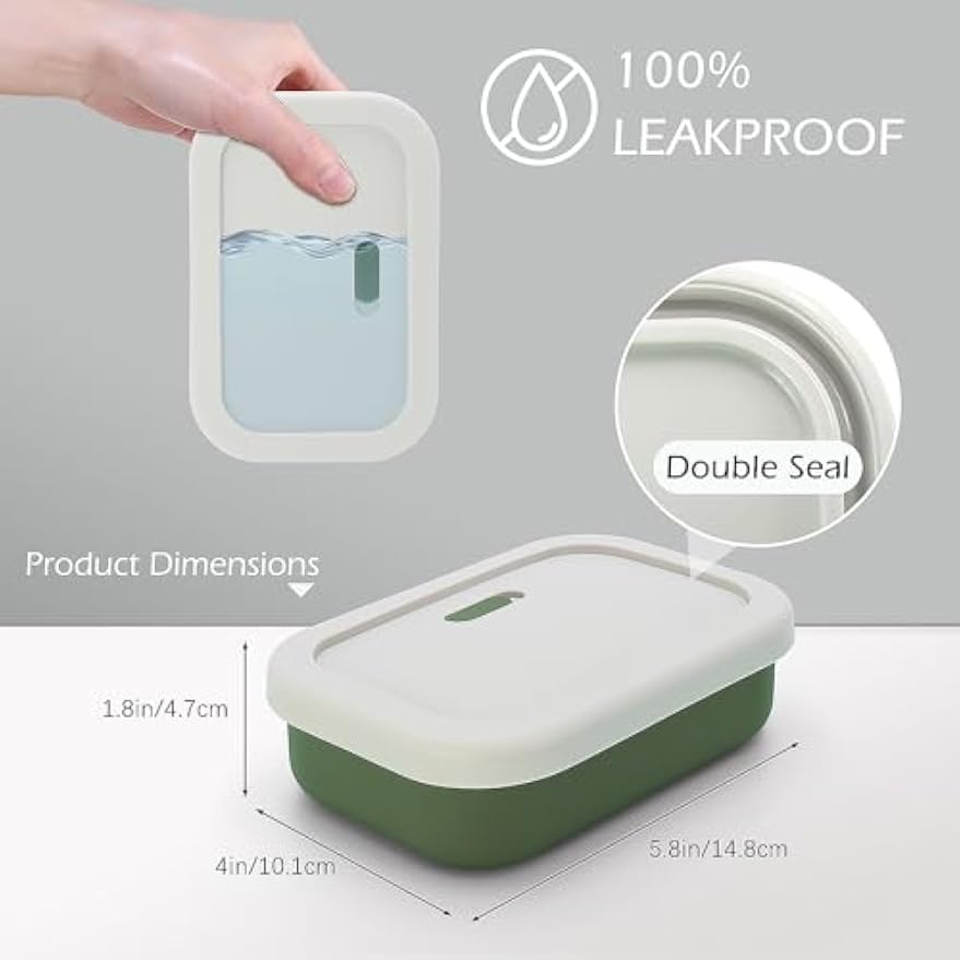 AIDIMMING Large Shampoo Bar Travel Case, Silicone Travel Soap Case, Green | Travel soap container for shampoo & conditioner bars; closeable vent, raised drain tray, fits one large bar, gym camping