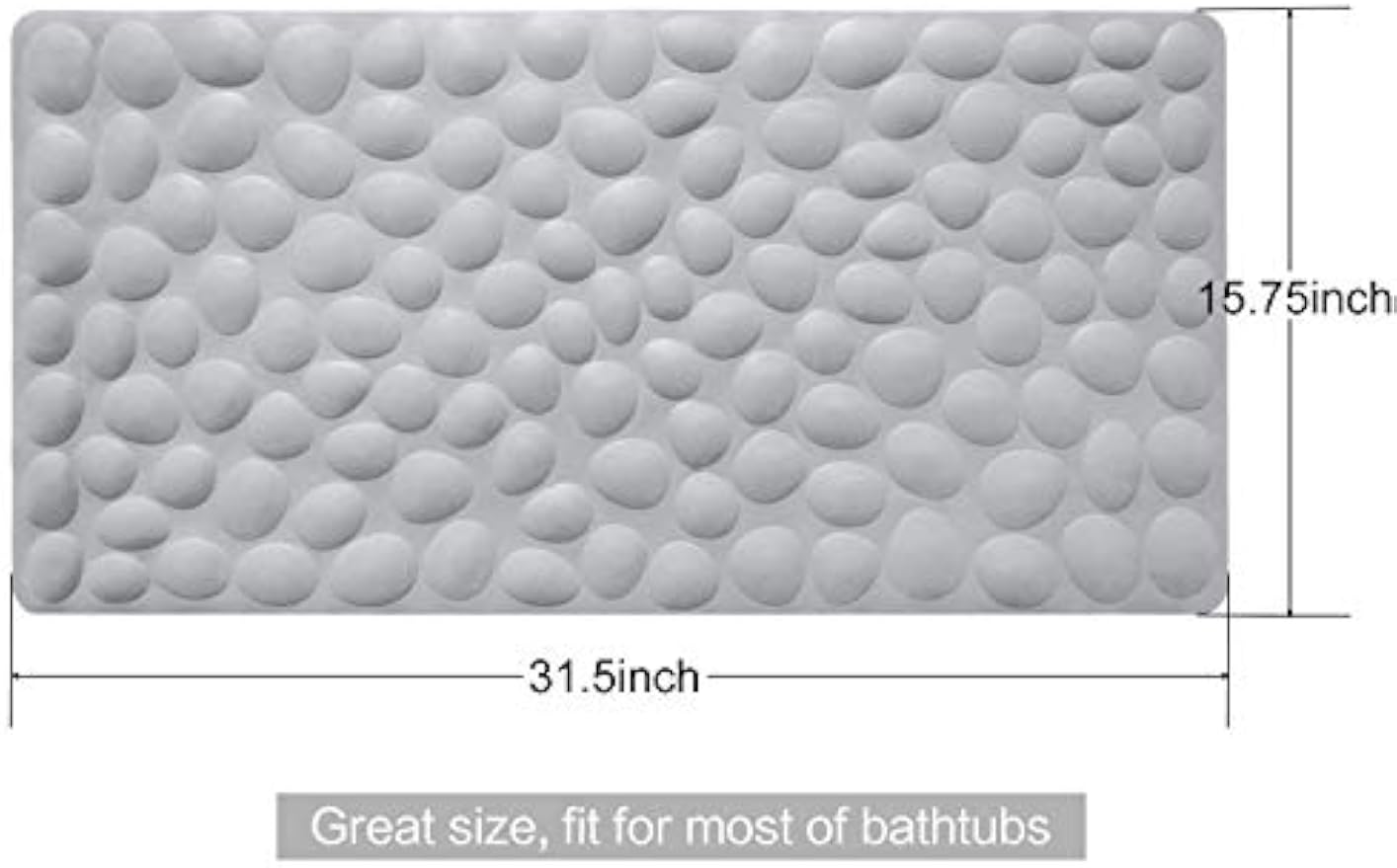 Non-Slip Bathtub Mat OTHWAY Soft Rubber Bathroom Bathmat with Strong Suction Cups (Grey)