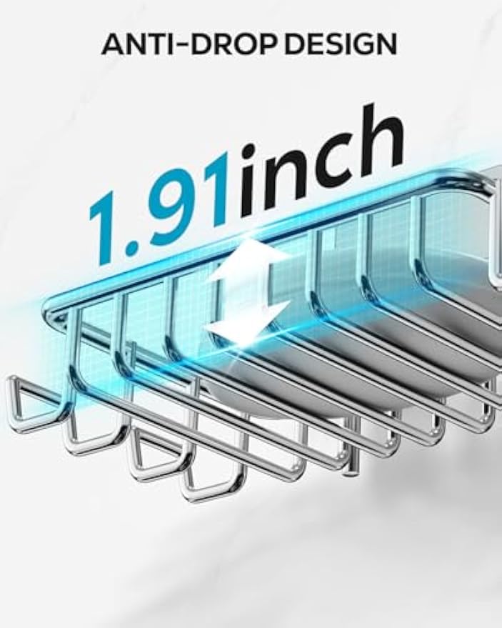 Nieifi Bar Soap Holder for Shower Wall, Adhesive Soap Dish for Bathroom | Stainless steel, razor holder, 4 hooks, soap dish for shower, wall mounted, soap caddy, sponge holder, rustproof, silver