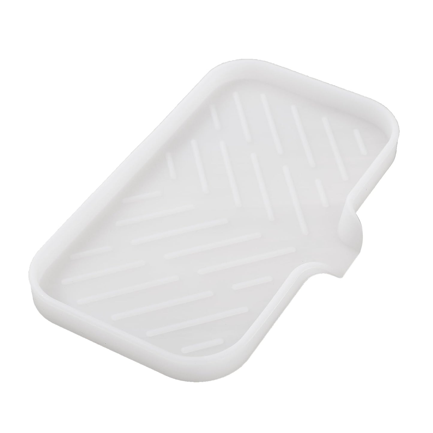 MicoYang Silicone Soap Dish with Drain Spout, Self-Draining Sink Organizer Tray for Bathroom and Kitchen, Sponges, Dispensers and Soap Holder, Non-Slip and Dishwasher Safe, Black (Compact, 4.9"×3.2")
